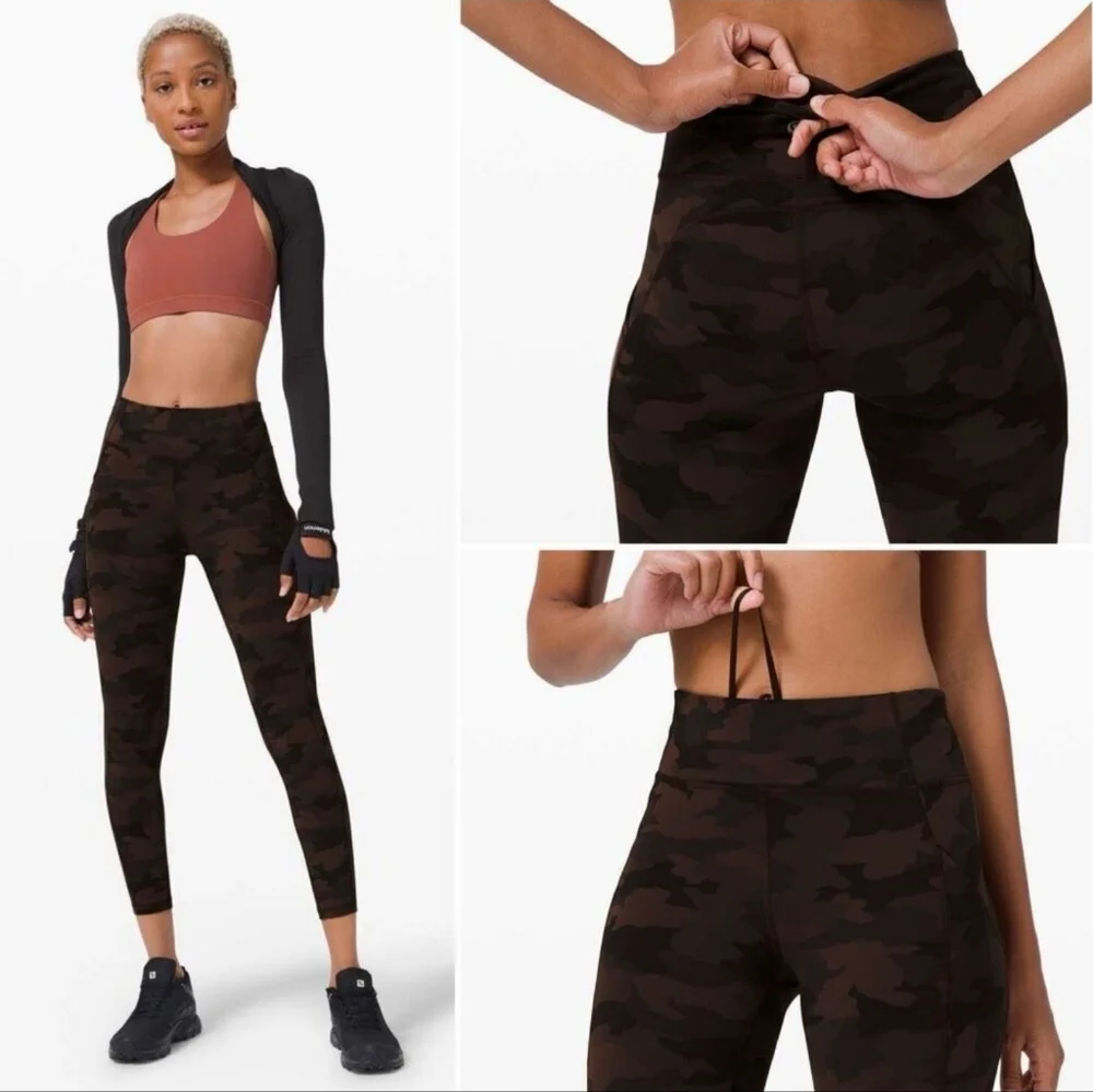 Lululemon Invigorate Highrise Legging Brown Earth Camo size 6‎